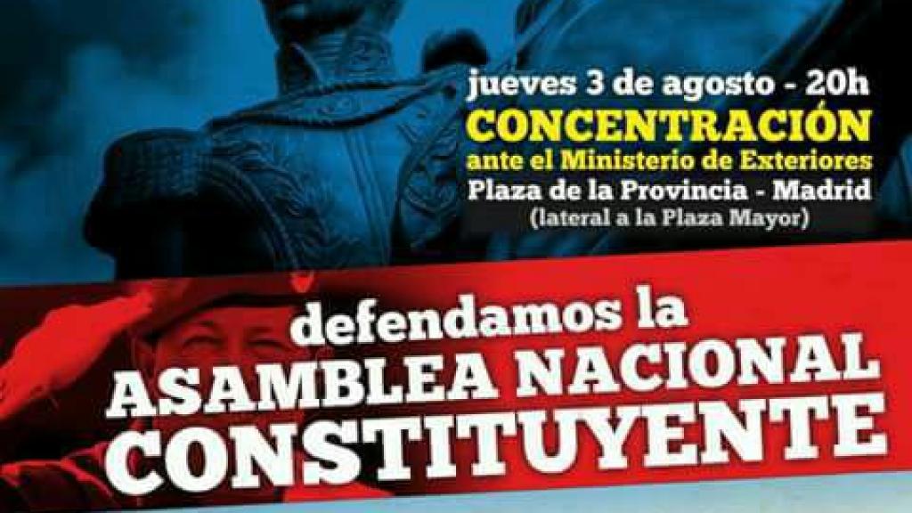 Acto en Madrid contra la injerencia del gobierno español en Venezuela Venezuela no es colonia